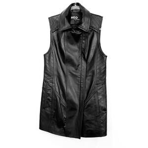 HEO by Heohwan Simulation Black 100% Natural Sheep Leather Zipper Front Vest - S